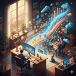 AI 프롬프트를 지휘하는 직장인 일러스트