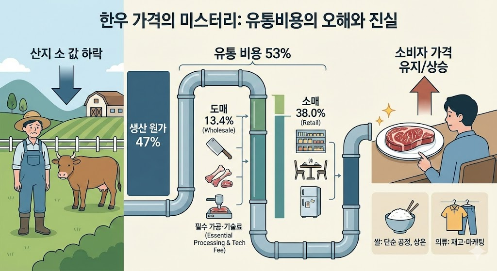 [심층 분석] 소 값은 하락하는데 한우는 왜 비싼가? : 유통비용의 고찰